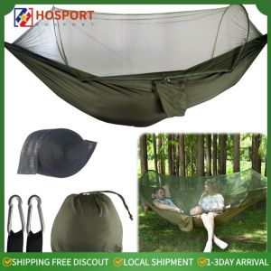 【HOSPORT】 Portable Hammock with Mosquito Net Hammock Tent with Tree Straps Hammock Bed for Indoor Outdoor Hiking Camping Backpacking
