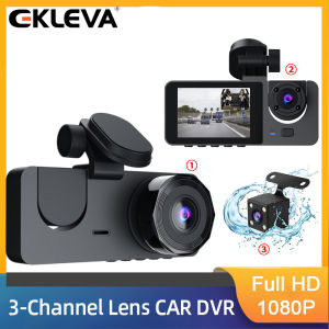 EKLEVA 3 Lens Cam Dash Car DVR HD 1080P Camera 2.0 inch IPS Video Recorder Cycle Dashcam Mirror Driving Recorder Night Vision