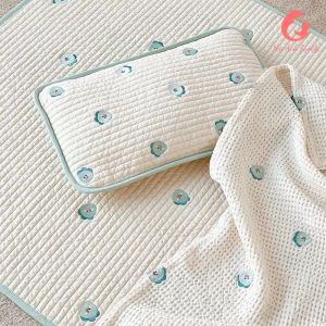 Gối cho bé chần bông cotton phong cách Hàn Quốc thoáng mát thấm hút mồ hôi