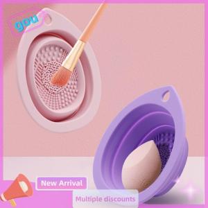 gou แปรงแต่งหน้าซิลิโคนแบบพับได้แป้งพัฟชามทำความสะอาดแปรงอายแชโดว์เสื่อนุ่มเครื่องมือความงามกล่องขัด