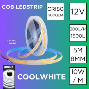 COB LED STRIP 5M 24V 12V WARNA Dotless 2700k 3000k 4000k 8000k 480led 320led garansi lampu stripled
