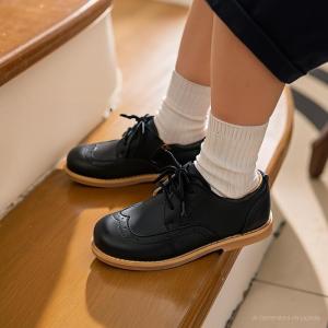 LITTLEKIMY - Sepatu Anak Laki-Laki Perempuan | Sepatu Sekolah Wingtip Black