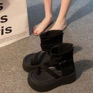 Free Shipping Thick-Soled Sandals With Toe Loops 2026 Spring/Summer New Collection Fashionable Hollow-Out Design Platform Sandals Casual And Versatile WomenS Shoes