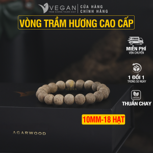 Vòng tay VEGAN Trầm Hương Thuần Chay tốc kiến 10mm 18 hạt