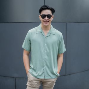 P&Z Kemeja pria rayon polos lengan pendek