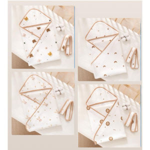 Chăn Ủ Choàng Cho Bé Himom Chăn Quấn Cotton Xốp Nhẹ Mềm Mại An Toàn Họa Tiết Dễ Thương UC08 IQKAO