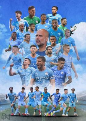 Poster dán tường, tranh cầu thủ bóng đá câu lạc bộ Manchester City mới nhất MS:119