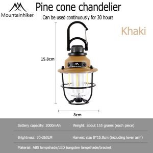Camping Light Mountainhiker Outdoor Led Light Rechargeable Camping Lampu Chandelier Khemah Gantung Lampu Hanging Light