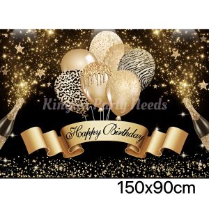 Happy Birthday Backdrop 150X90cm Happy Birthday Background Polyester Cloth Repeatable Banner Birthday Party Decoration