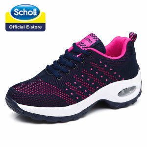 Scholl Outdoors Women Sneakers Shoes for Women Breathable Mesh Lace-up Air Cushion Running Shoes for Women Plus Size 41 42 Fashion Versatile Black Sneakers for Women Low Cut Sneakers Women