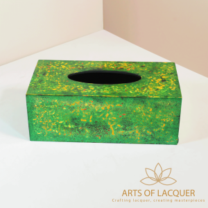 Hộp Đựng Khăn Giấy Sơn Mài Rừng Ngọc Lục Bảo 