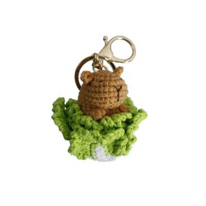 RIN9353 Wool Making Capybara Keychains Cartoon Kapibala Crochet Keyrings Bag Accessories Handmade Knitting Capybara Doll Small Toy