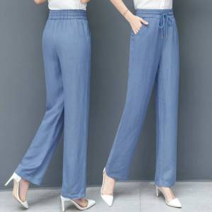 Solid Wide Leg Pants Women Full Length High Waist Loose Slim Pants Ladies Simple Casual Straight Pants Female