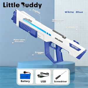 Electric Water Gun Automatic With Flash Light Rechargeable Free Batteries Toys for Kids Boy Gift