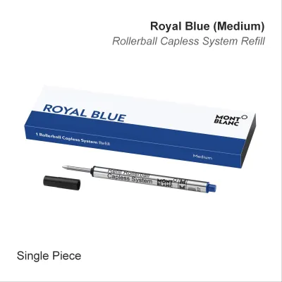 MontBlanc Original Rollerball Capless System Pen Refill Mystery Black / Royal Blue Medium (Single Piece / 2pcs Bundle)