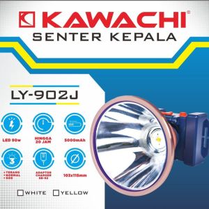 SENTER KEPALA LED 90W KAWACHI LY-902J - CAHAYA SUPER TERANG - JARAK JAUH - TAHAN LAMA - BISA DI CAS