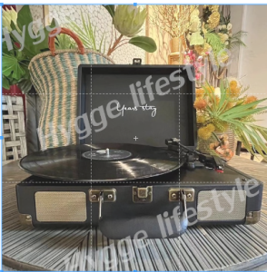 เครื่องเล่นแผ่นเสียงไวนิล เครื่องเล่นเพลง บลูทูธ แบบพกพา Aux-in RCA Line-out 33 45 78 RPM