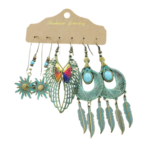 2026 Vintage Bronze Geometry Dangle Earrings Put Ornament Ethnic Charrm Brincos Accessories