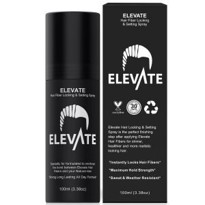 Elevate Hair Fiber Locking & Setting Hold Spray New Advanced Long Lasting Formula 2-6 Month Supply Strong Formula for Wind Sweat and Weather Resistant for Men and Women