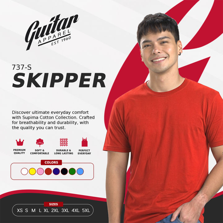 Guitar Apparel Men Premium Plain Color Skipper Cotton (White, Light Blue, Baby Pink, Canary Yellow, Black, Emerald Green, Red, Royal Blue) | Lazada Philippines