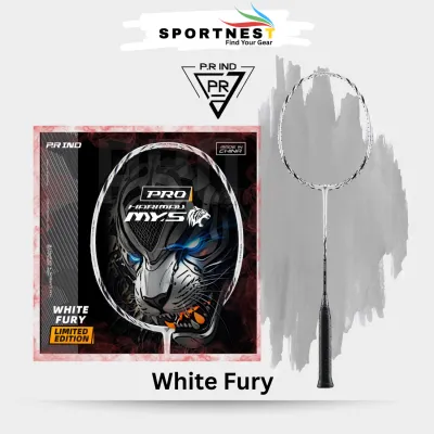 P.R IND Harimau Pro Malaysia Badminton Racket - Orange Blaze & White Fury [Free 7C Grip x5]