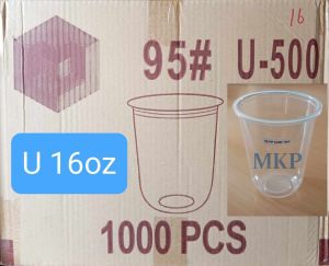 (1000pcs) (8oz 12oz 16oz 22oz) U CUP PP (95mm Top Diameter) for Milk Tea 1 Box