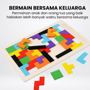 APE-TETRIS Mainan Edukasi Anak Alat Peraga Puzzle Tetris Susun Geometri Kayu Tangram
