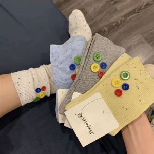 Button color dot sand versatile Korean Japanese style ins tide pile socks