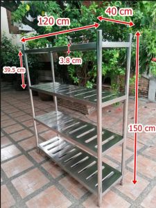 ชั้นวางของ สแตนเลสแท้ 4ชั้นวาง แบบเจาะร่อง ชั้นวางของ 4ชั้น ชั้นวางของในครัว แข็งแรงทนทาน ชั้นวางของ มีให้เลือก 4ขนาด : ยาว100/120/150 และ180cm.