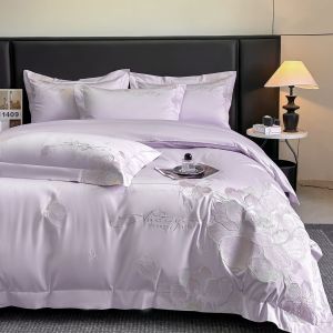 Bedding four-piece set light luxury high-end embroidery four-piece set skin-friendly cotton soft bed sheet quilt cover four-piece set (bed sheet * 1 quilt cover * 1 pillowcase * 2)