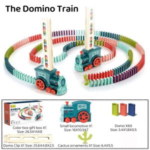 Electric Spray Domino Train Automatic Laying Carriage With Light Set Christmas Gift