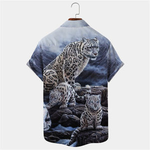 ZEEMIN Mens Shirts Tiger Animal Casual 3d Print Hawaiian Shirt Man Summer Fashion Shirt For Man Daily Short Sleeves Men Clothing Tops