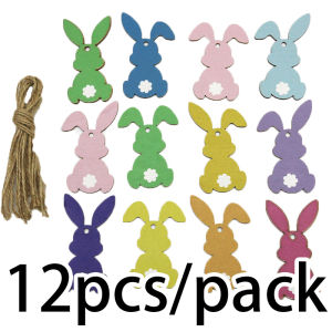 จี้ไม้กระต่ายอีสเตอร์41-80มม. (12ชิ้น/แพ็ค) แบนเนอร์ออกแบบบ้านที่สร้างสรรค์แขวนผนังสติกเกอร์ฉลองอีสเตอร์
