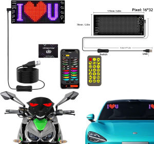 For Car Truck LED Devil EyesScrolling LED Sign Programmable LED Sign Huge Bright LED Scorlling Signs USB 5V Flexible Matrix Panel Via APP Custom Text Pattern Animation Music Rhythm led Digital Display for Store Bar Car Window