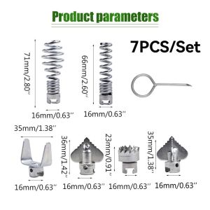 7Pcs/Set Kepala Pemotong Pembersih Saluran Air Alat Pembersih Pengeruk Pipa Cleaner Cutter Head untuk Mesin Pengeruk Pipa Alat Pembersih Pengeruk Pegas