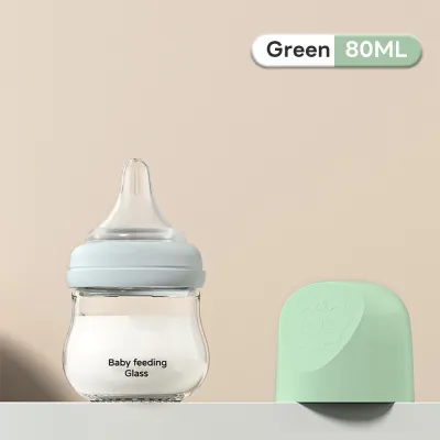 Mumystation 80/160ml Botol Susu Baby Glass Feeding Bottle Wide Neck Baby Milk Bottle Preferred Glass Baby Bottle BPA Free