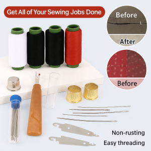 【Great Value 34-Piece Set】Portable Large-Eye Steel Needle Sewing Tool Leather Needle Steel Yarn Knitting Needles Sewing Tool Set Multifunctional Sewing Kit Household Hand Sewing Needle