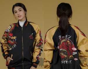 Jaket Bomber Sukajan Printing Motif Naga Jepang