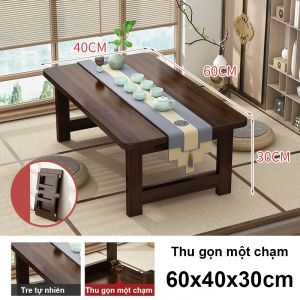 BOHO Bàn Bệt Kiểu Nhật Ngồi Bệt Ván Dày Gấp Gọn TreTự Nhiên Nhập Khẩu Nguyên Chiếc