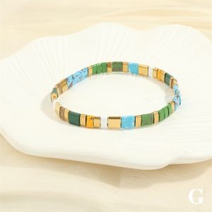 AODDO Beads Tila Beads Bracelet Colorful Geometric Type Elastic Bracelet Fashion Stackable Bracelet Women