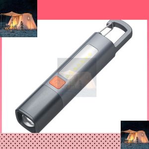MINI LED Super Bright Camping Light with Hook USB Rechargeable Zoomable Flashlight