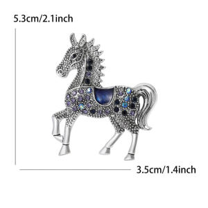 Minwen Classic Rhinestone Horse Brooches For Women Versatile Animal Lapel Pins Clothing Corsage Jewelry Accessories New Year Gifts