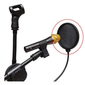 Pop Shield Filter Mikrofon Dual Layer BOP - Mic Kondensor Penyaring Suara 360 Degree - Aksesoris Audio - Filter Microphone Mic - Hitam