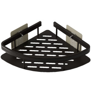 Self Adhesive Shower Caddy Shelf Organizer Black Bathroom Basket Shelf No Drilling Storage Organizer Rustproof Shower Rack