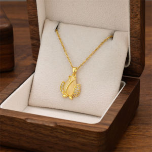 KALUNG BUNGA GIOK TULIP TITANIUM PERHIASAN WANITA ELEGANT ANTI KARAT & ANTI LUNTUR (COD)