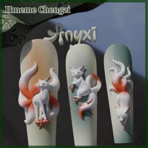 Hmeme DIY Silicone Nail Mold 3D Nine-tailed Fox Three-Dimensional Nail Art Decorations Creative Nail Mold Clear Nail Tools