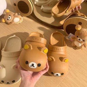 2025 Summer GirlS Style Rilakkuma Clogs Non-Slip Odor-Resistant Cute WomenS Summer Outdoor Closed-Toe Sandals
