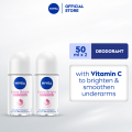 PACK OF 2 NIVEA Deodorant Extra Brightening Antiperspirant Roll-on with Vitamin C, deodorant for women, 50ml. 