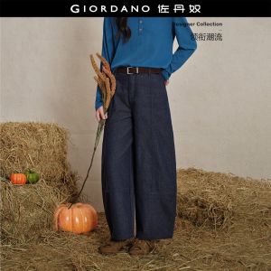 Giordano Women Seam detail half elastic waist balloon jeans Free Shipping 18426811