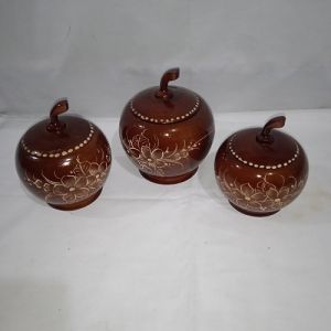 Keller Toples Kayu Jati Antik Motif Ukir 1 Set (3 Pcs) Pajangan Unik Termurah